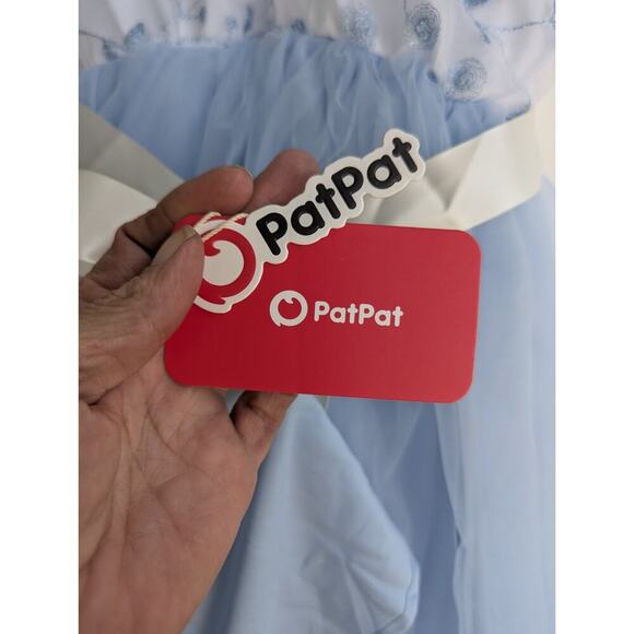 Pat Pat NEW Floral Embroidery Evening Maxi Dress Lacey Blue Sz 8. - Picture 8 of 8